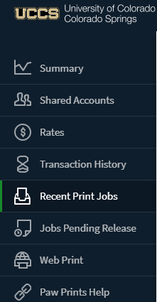 PaperCut Recent Print Jobs