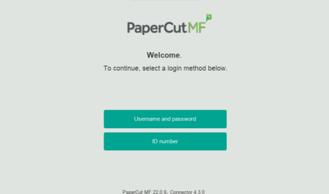 Papercut Default login menu