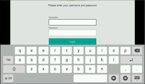 PaperCut username and password with keyboard